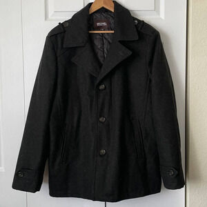 MICHAEL Michael Kors Gray Button Front Wool Blend Coat, Size L 🗣LAST CHANCE🗣